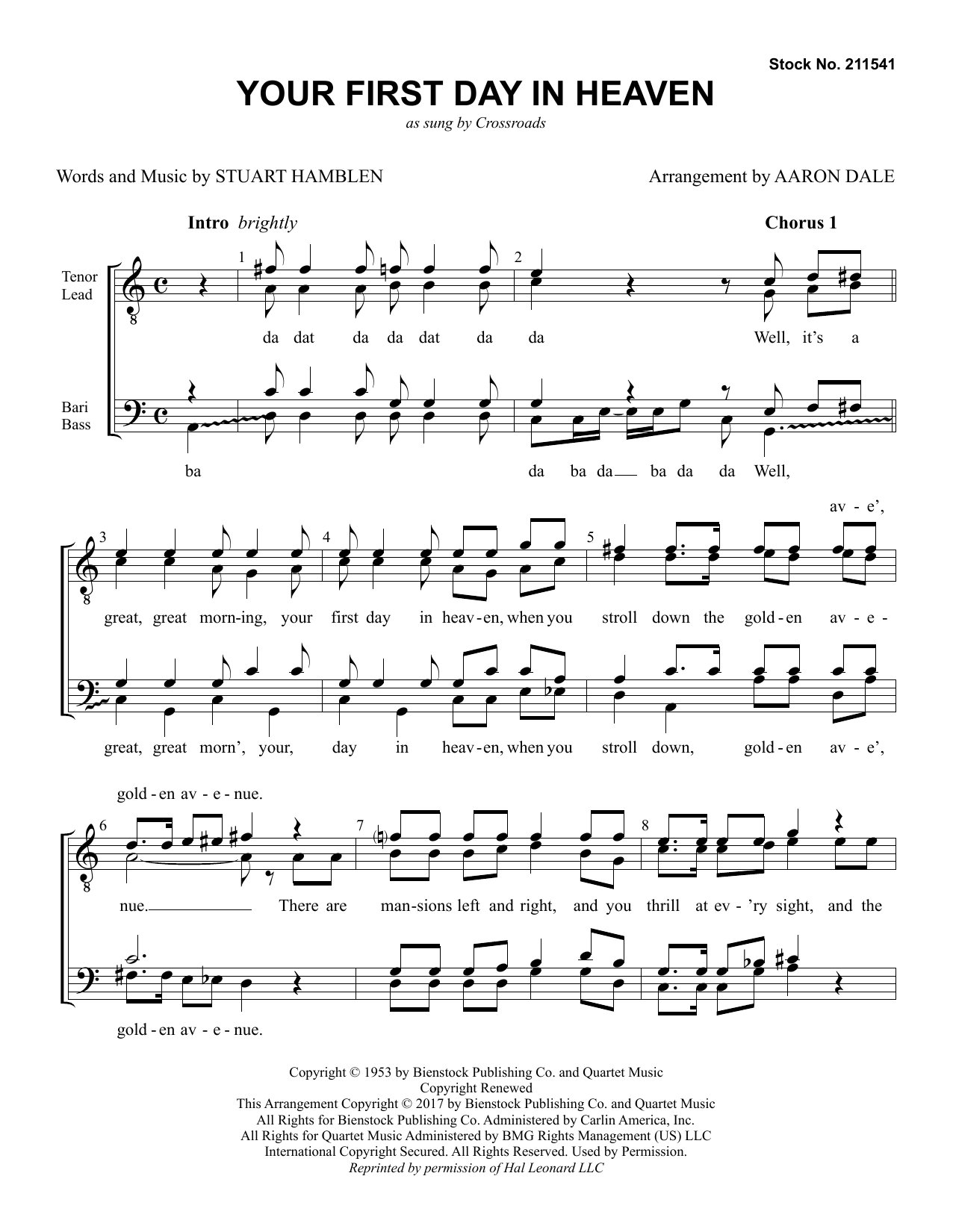 The Buzz Your First Day in Heaven (arr. Aaron Dale) sheet music notes and chords arranged for SSAA Choir