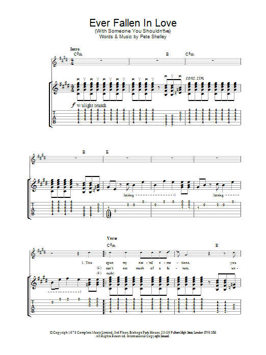 The Buzzcocks Ever Fallen In Love sheet music notes and chords arranged for Guitar Tab