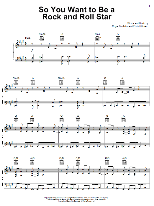 The Byrds So You Want To Be A Rock And Roll Star sheet music notes and chords arranged for Guitar Chords/Lyrics