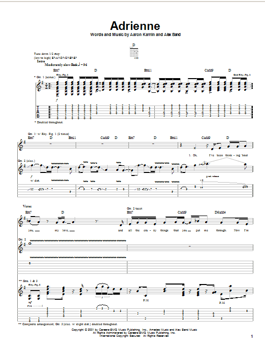 The Calling Adrienne sheet music notes and chords arranged for Guitar Tab
