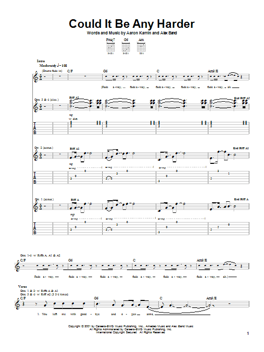 The Calling Could It Be Any Harder sheet music notes and chords arranged for Guitar Tab