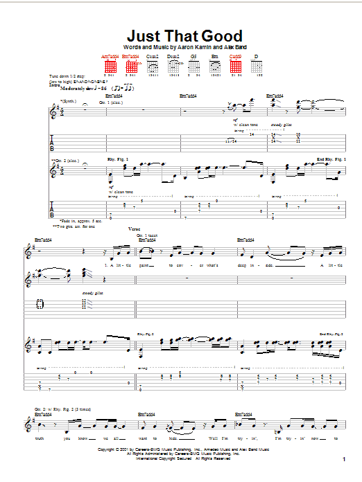 The Calling Just That Good sheet music notes and chords arranged for Guitar Tab