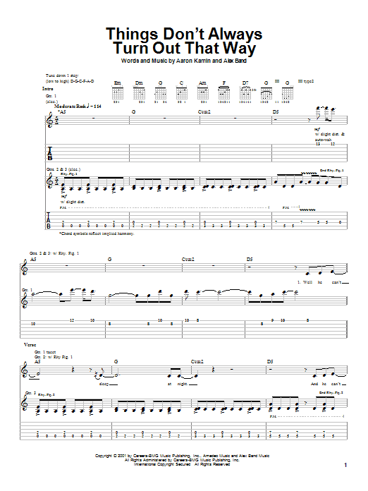 The Calling Things Don't Always Turn Out That Way sheet music notes and chords arranged for Guitar Tab