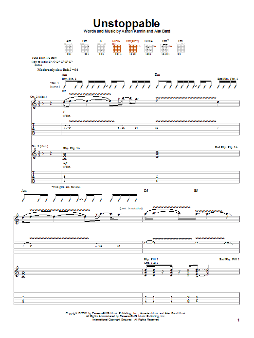 The Calling Unstoppable sheet music notes and chords arranged for Guitar Tab