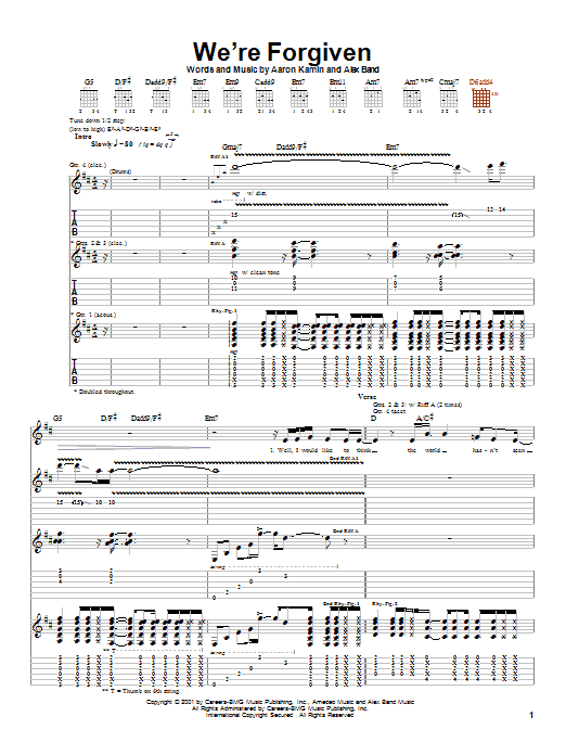 The Calling We're Forgiven sheet music notes and chords arranged for Guitar Tab