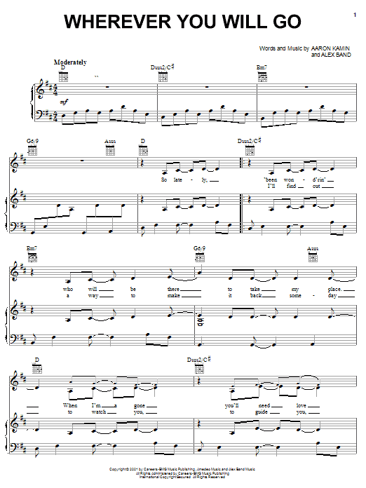 The Calling Wherever You Will Go sheet music notes and chords arranged for Guitar Lead Sheet