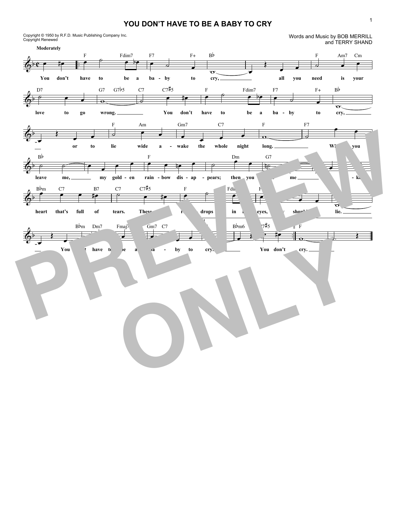 The Caravelles You Don't Have To Be A Baby To Cry sheet music notes and chords arranged for Lead Sheet / Fake Book
