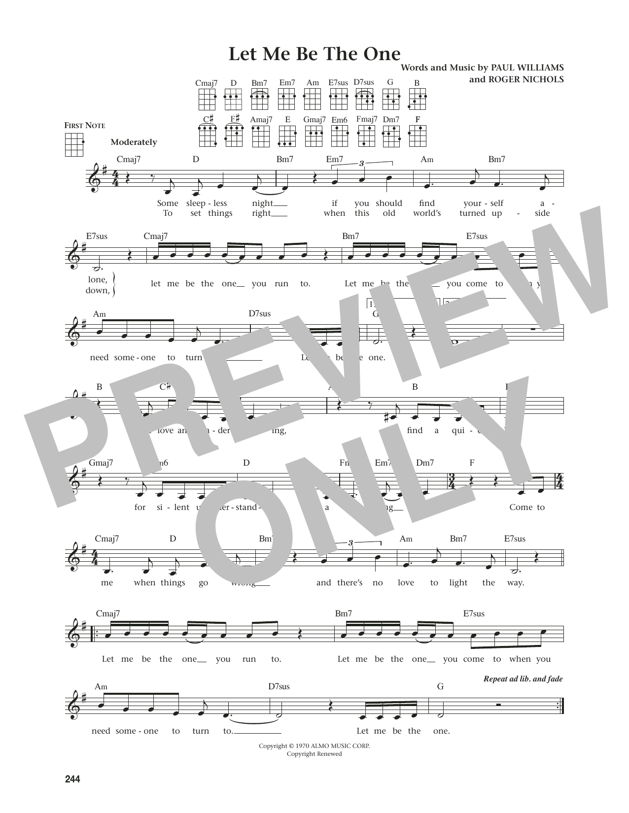The Carpenters Let Me Be The One (from The Daily Ukulele) (arr. Jim Beloff) sheet music notes and chords arranged for Ukulele
