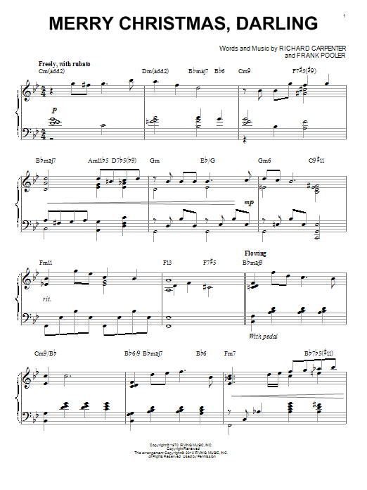The Carpenters Merry Christmas, Darling [Jazz version] (arr. Brent Edstrom) sheet music notes and chords arranged for Piano Solo
