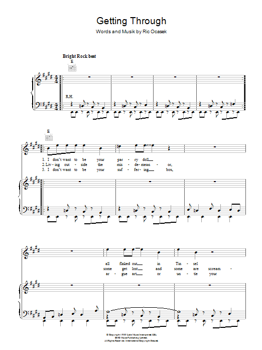 The Cars Getting Through sheet music notes and chords arranged for Piano, Vocal & Guitar Chords