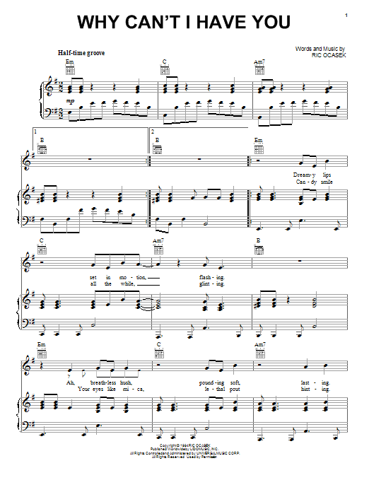 The Cars Why Can't I Have You sheet music notes and chords arranged for Guitar Tab