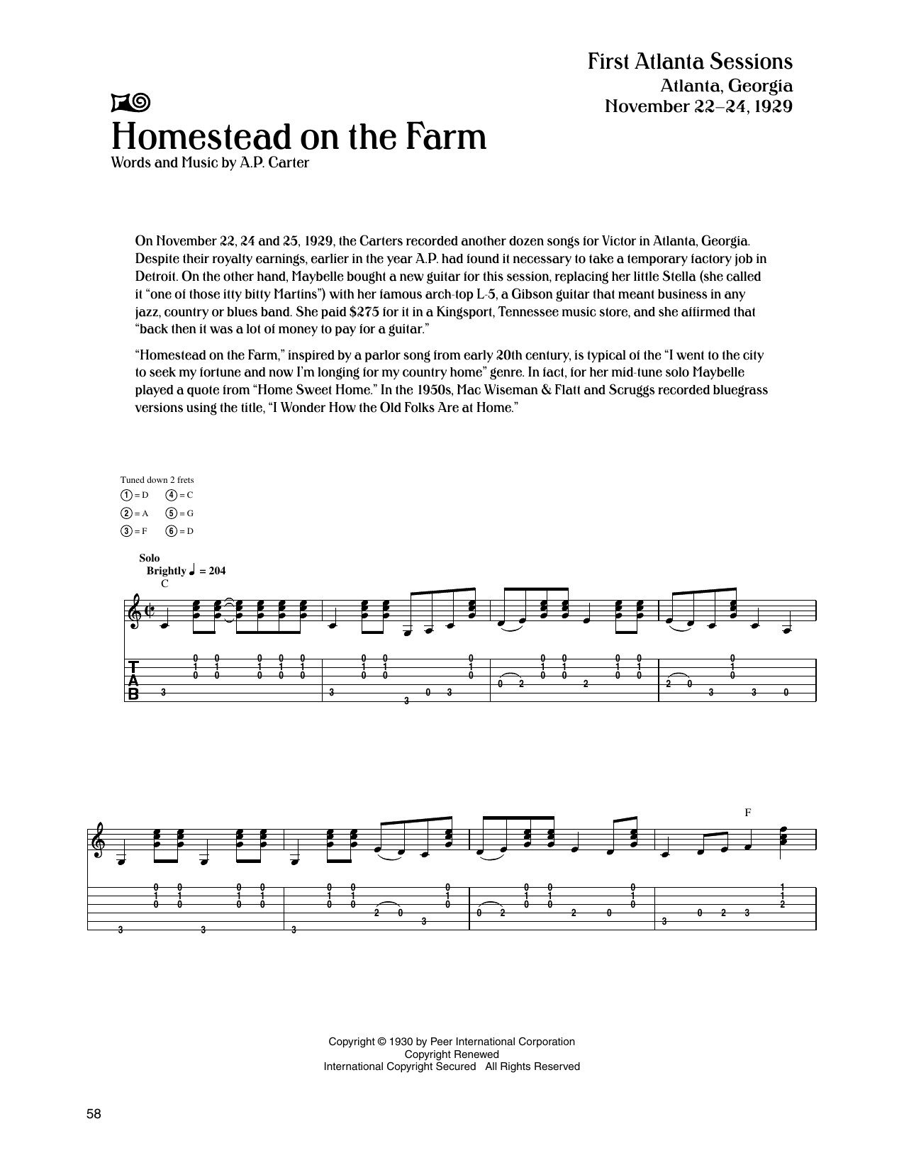 The Carter Family Homestead On The Farm sheet music notes and chords arranged for Guitar Tab