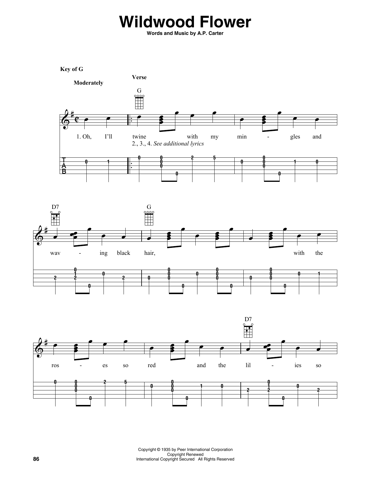 The Carter Family Wildwood Flower (arr. Fred Sokolow) sheet music notes and chords arranged for Banjo Tab
