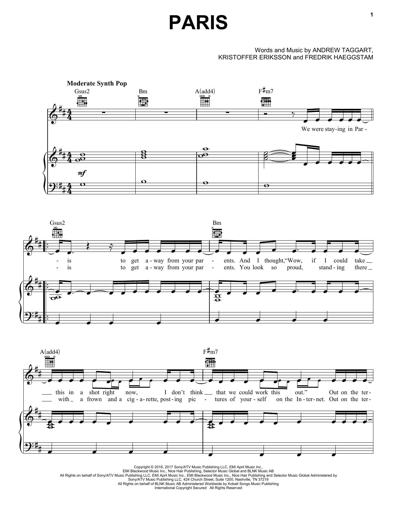 The Chainsmokers Paris sheet music notes and chords arranged for Ukulele
