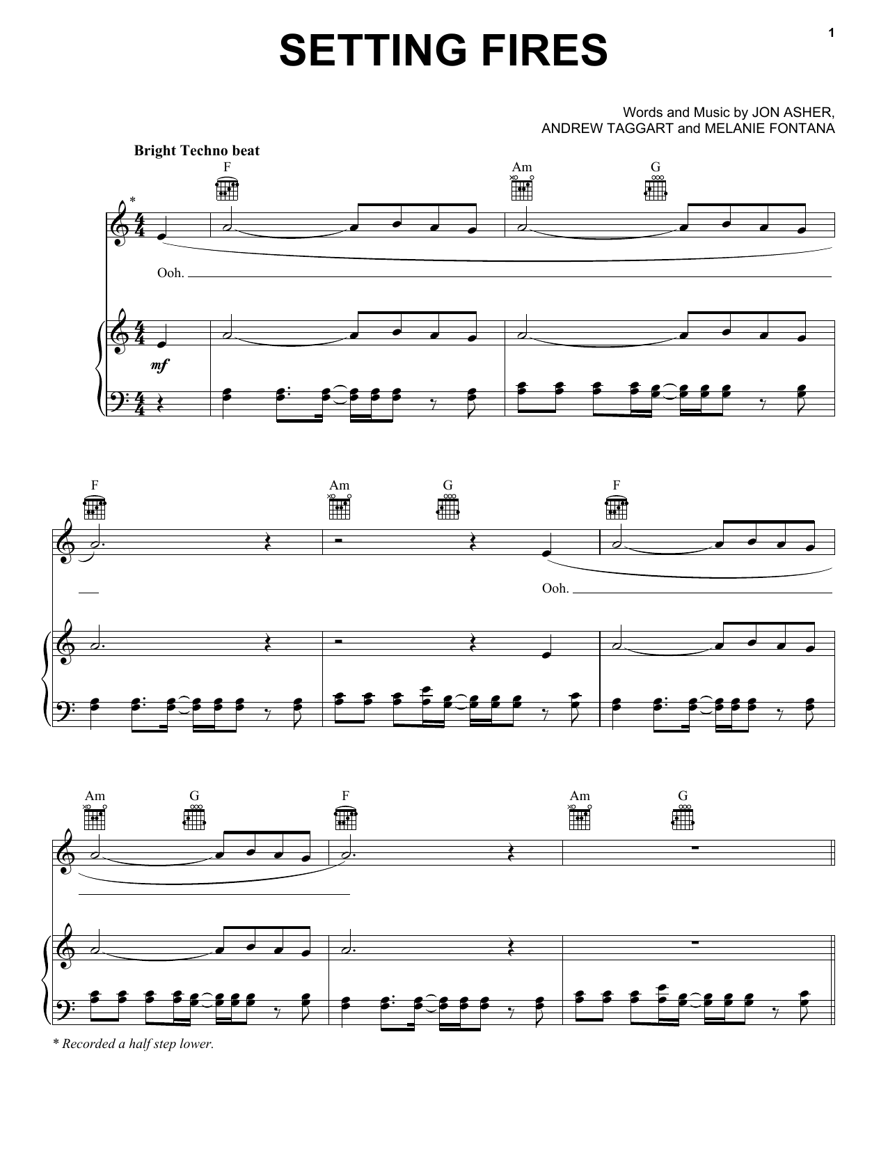 The Chainsmokers Setting Fires sheet music notes and chords arranged for Piano, Vocal & Guitar Chords (Right-Hand Melody)