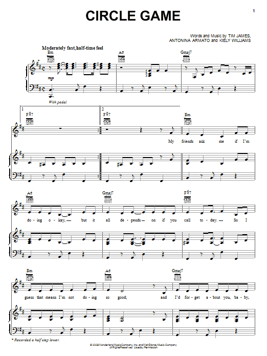 The Cheetah Girls Circle Game sheet music notes and chords arranged for Piano, Vocal & Guitar Chords (Right-Hand Melody)