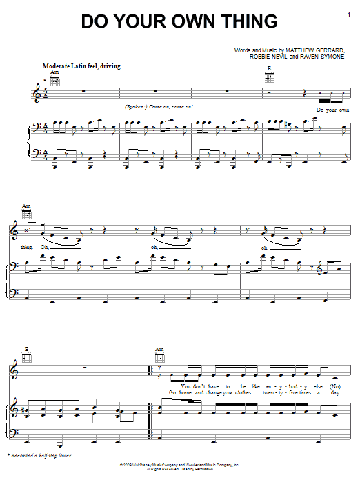 The Cheetah Girls Do Your Own Thing sheet music notes and chords arranged for Piano, Vocal & Guitar Chords (Right-Hand Melody)