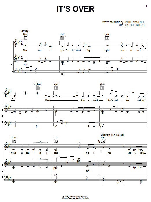 The Cheetah Girls It's Over sheet music notes and chords arranged for Piano, Vocal & Guitar Chords (Right-Hand Melody)