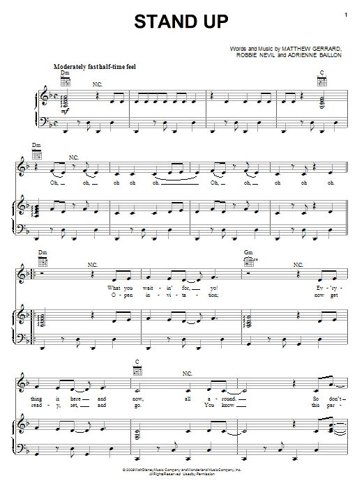 The Cheetah Girls Stand Up sheet music notes and chords arranged for Piano, Vocal & Guitar Chords (Right-Hand Melody)