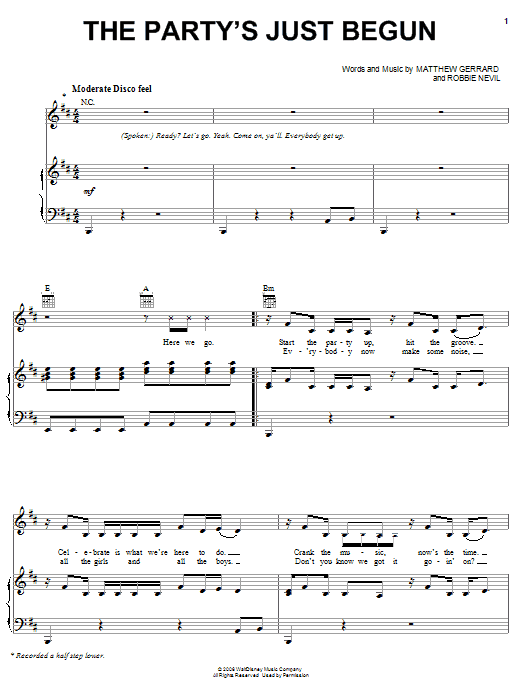 The Cheetah Girls The Party's Just Begun sheet music notes and chords arranged for Piano, Vocal & Guitar Chords (Right-Hand Melody)