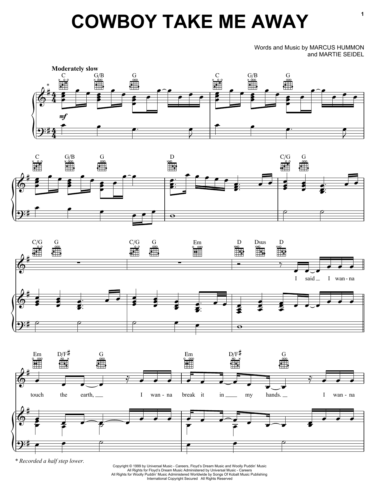 The Chicks Cowboy Take Me Away sheet music notes and chords arranged for Easy Piano