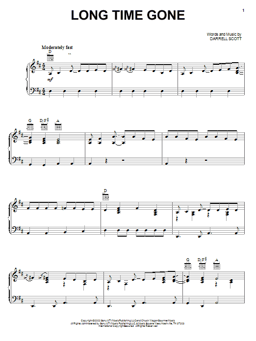 The Chicks Long Time Gone sheet music notes and chords arranged for Piano, Vocal & Guitar Chords (Right-Hand Melody)