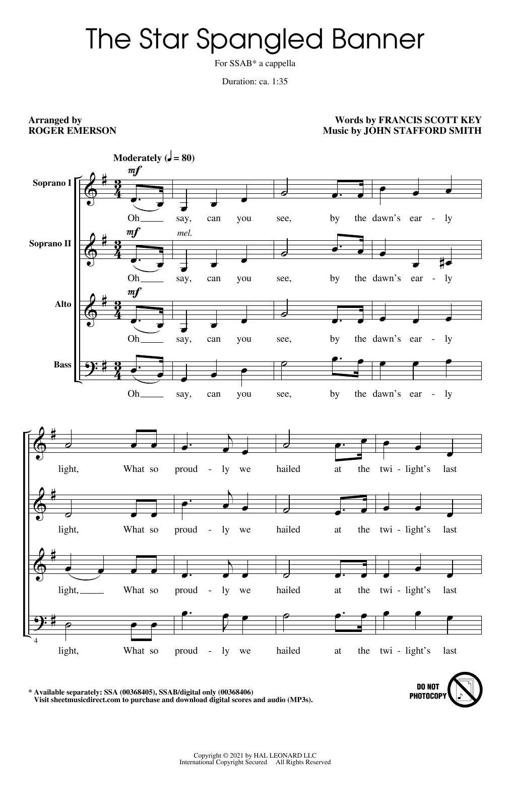 The Chicks Star Spangled Banner (arr. Roger Emerson) sheet music notes and chords arranged for SSA Choir