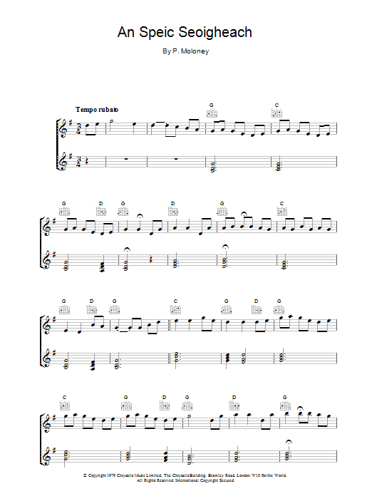 The Chieftains An Speic Seoigheach sheet music notes and chords arranged for Piano Solo