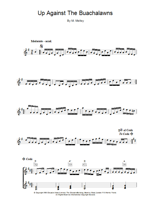 The Chieftains Up Against The Buachalawns sheet music notes and chords arranged for Piano Solo