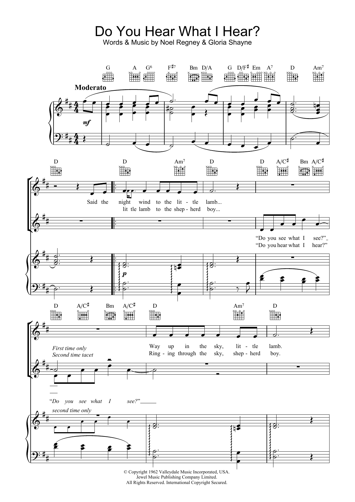 The Choirboys Do You Hear What I Hear? sheet music notes and chords arranged for Piano, Vocal & Guitar Chords