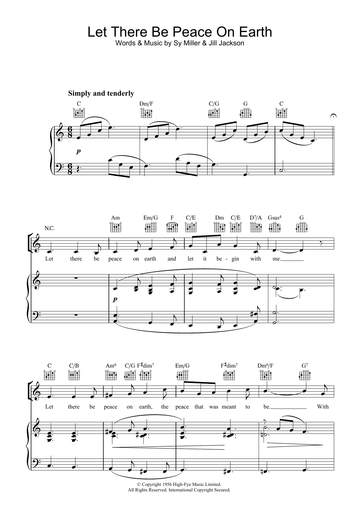 The Choirboys Let There Be Peace On Earth sheet music notes and chords arranged for Piano, Vocal & Guitar Chords