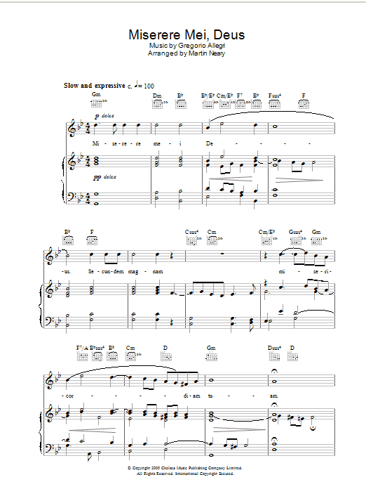 The Choirboys Miserere sheet music notes and chords arranged for Piano, Vocal & Guitar Chords