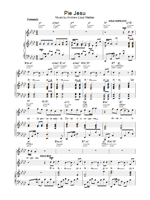 The Choirboys Pie Jesu sheet music notes and chords arranged for Piano, Vocal & Guitar Chords