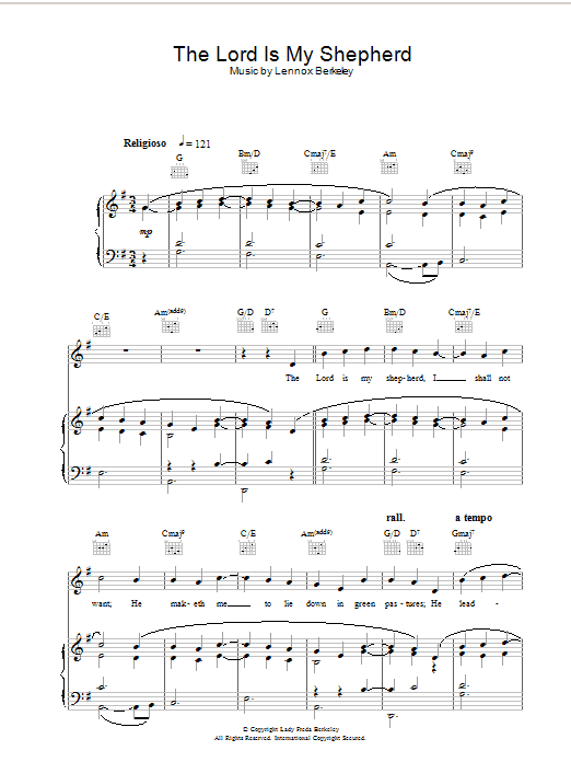 The Choirboys Psalm 23 - The Lord Is My Shepherd (theme from The Vicar Of Dibley) sheet music notes and chords arranged for Piano, Vocal & Guitar Chords (Right-Hand Melody)
