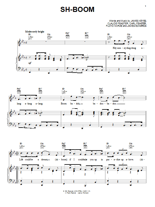 The Chords Sh-Boom (Life Could Be a Dream) sheet music notes and chords arranged for Piano, Vocal & Guitar Chords (Right-Hand Melody)