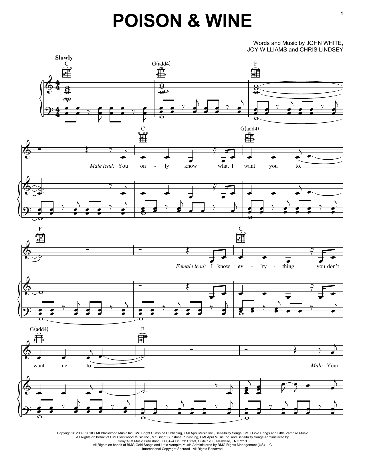 The Civil Wars Poison and Wine sheet music notes and chords arranged for Ukulele