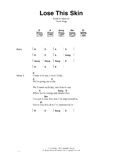 The Clash Lose This Skin sheet music notes and chords arranged for Guitar Chords/Lyrics
