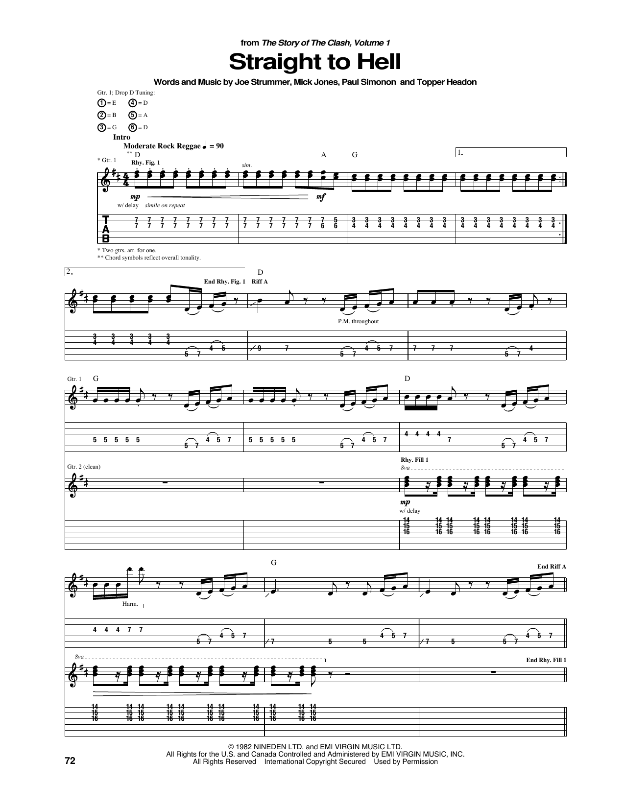 The Clash Straight To Hell sheet music notes and chords arranged for Guitar Tab