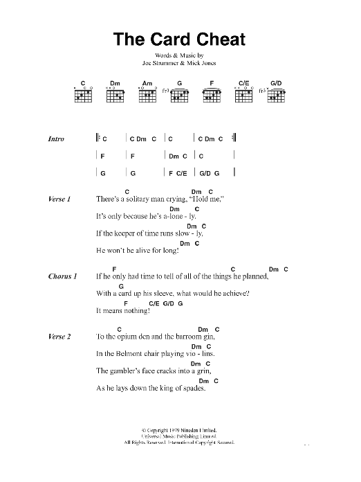The Clash The Card Cheat sheet music notes and chords arranged for Guitar Chords/Lyrics