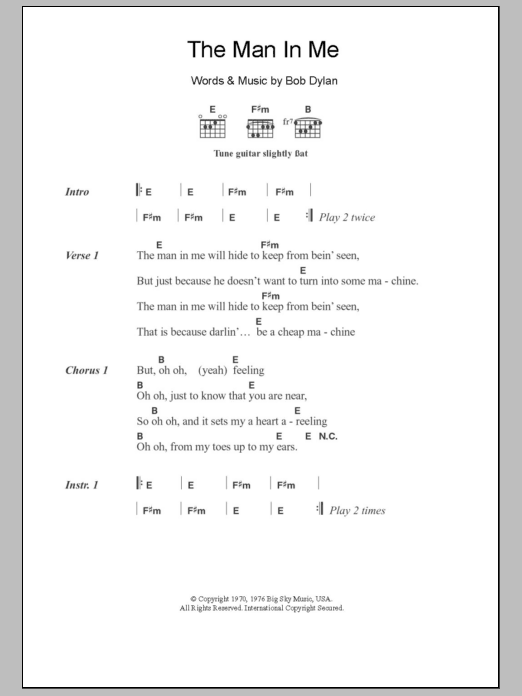 The Clash The Man In Me sheet music notes and chords arranged for Guitar Chords/Lyrics