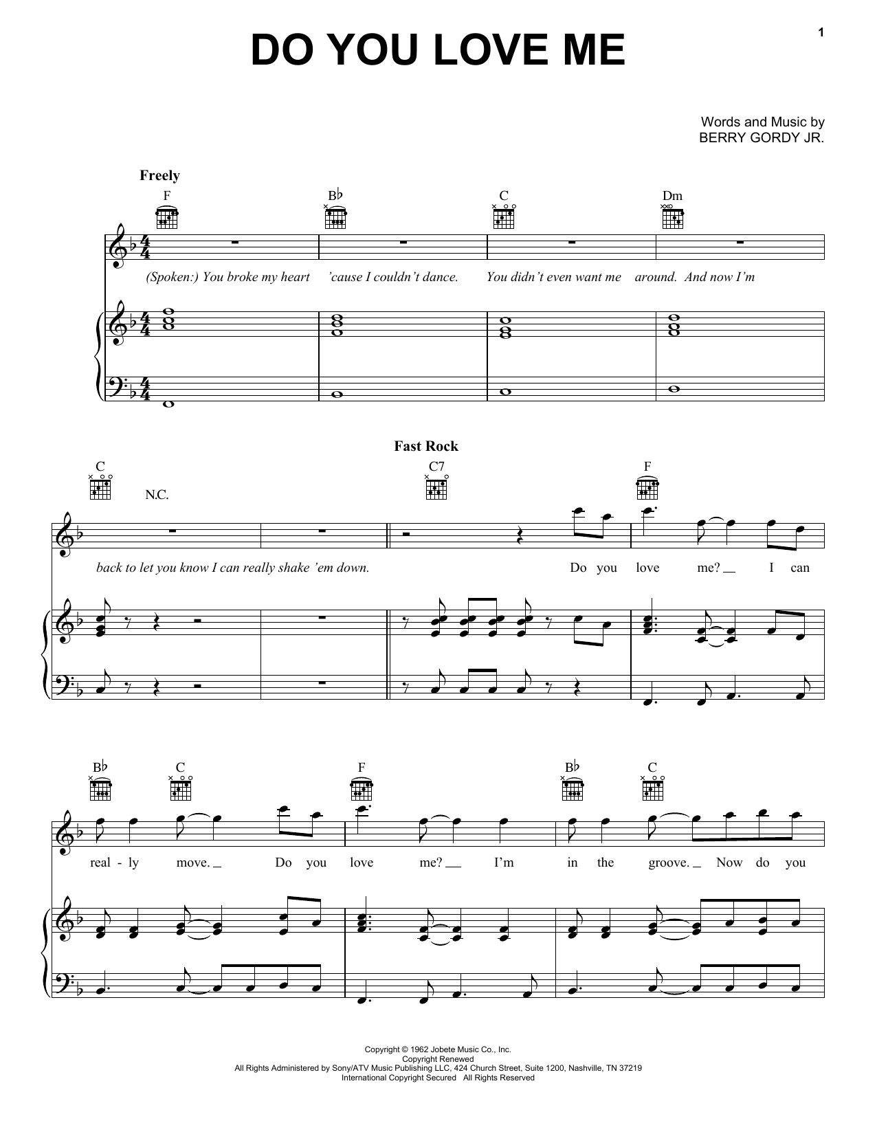 The Contours Do You Love Me sheet music notes and chords arranged for Lead Sheet / Fake Book