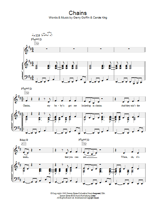 The Cookies Chains sheet music notes and chords arranged for Piano, Vocal & Guitar Chords