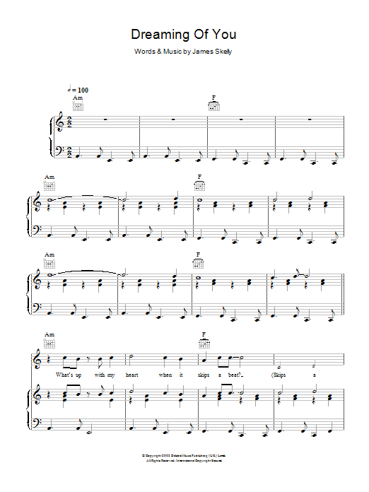 The Coral Dreaming Of You sheet music notes and chords arranged for Piano, Vocal & Guitar Chords