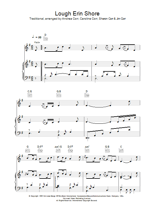 The Corrs Lough Erin Shore sheet music notes and chords arranged for Guitar Tab