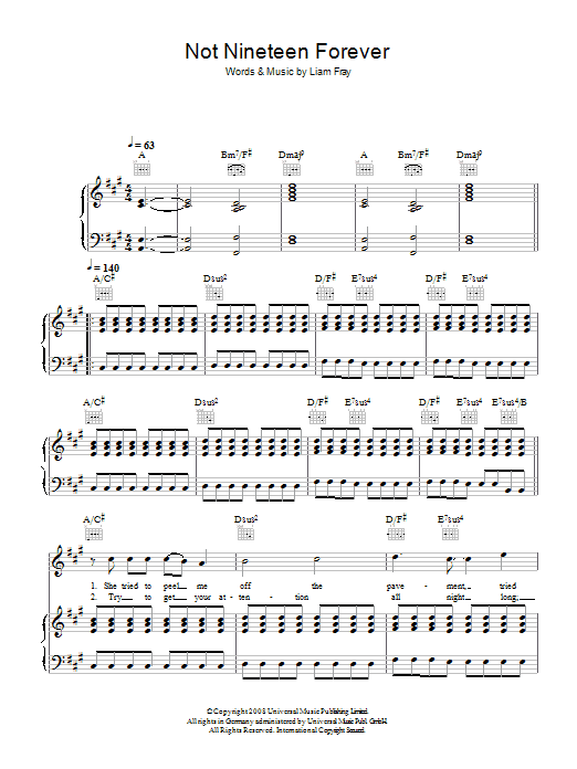 The Courteeners Not Nineteen Forever sheet music notes and chords arranged for Guitar Tab