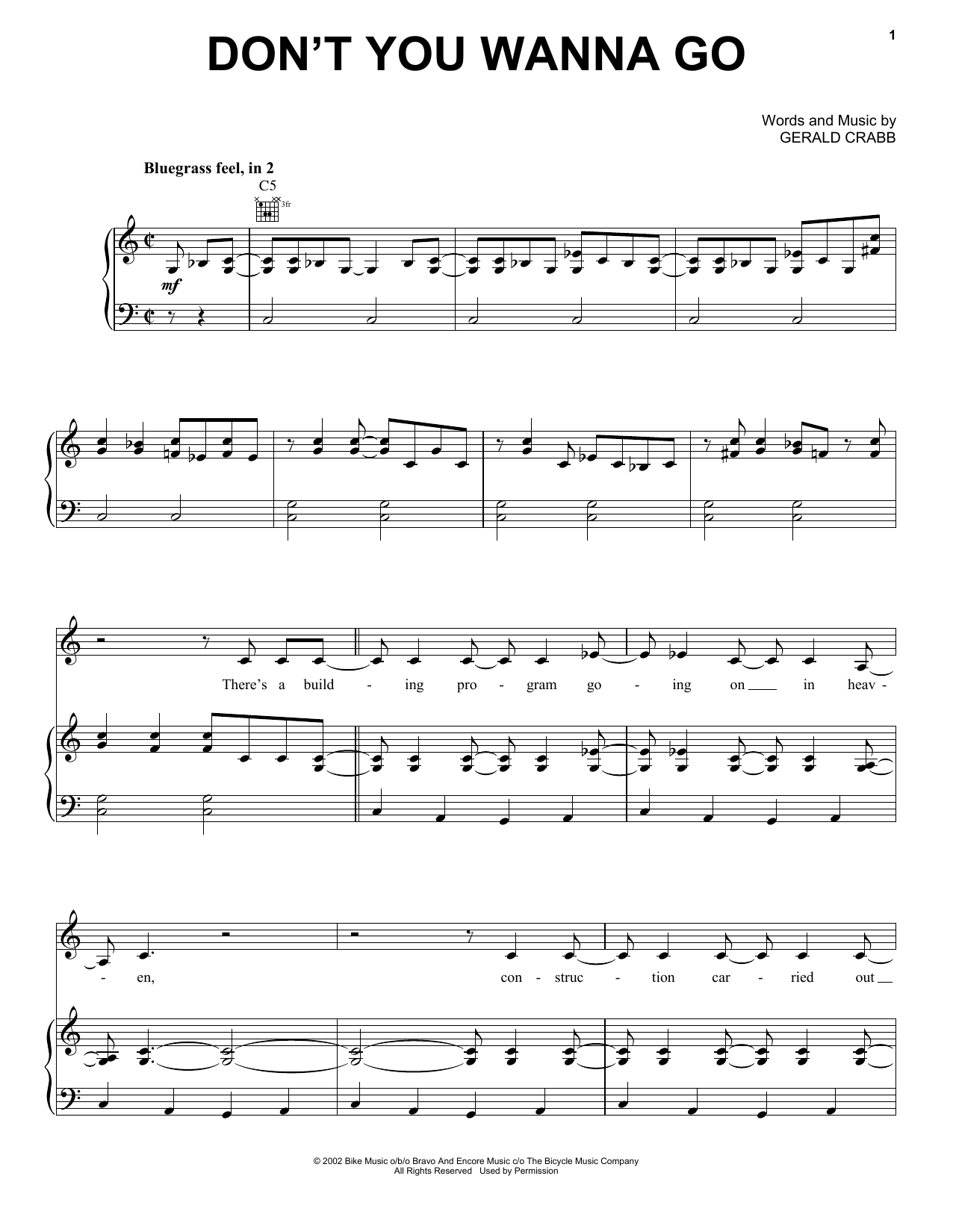 The Crabb Family Don't You Wanna Go sheet music notes and chords arranged for Piano, Vocal & Guitar Chords (Right-Hand Melody)
