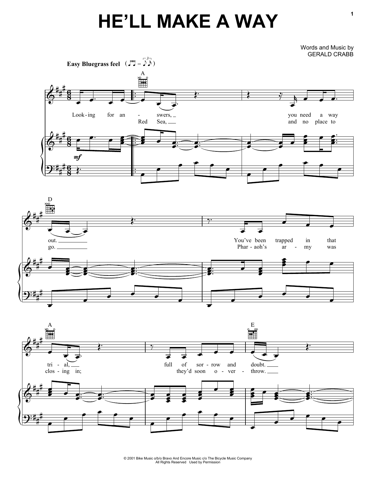 The Crabb Family He'll Make A Way sheet music notes and chords arranged for Piano, Vocal & Guitar Chords (Right-Hand Melody)