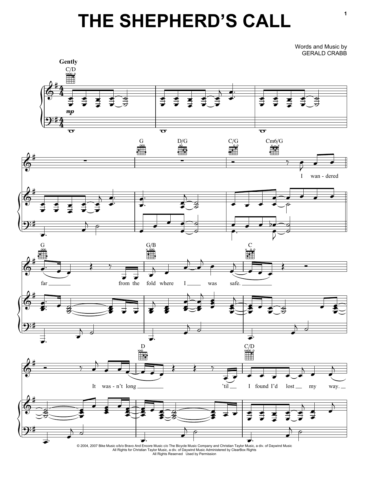 The Crabb Family The Shepherd's Call sheet music notes and chords arranged for Piano, Vocal & Guitar Chords (Right-Hand Melody)
