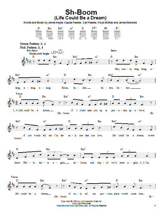 The Crew-Cuts Sh-Boom (Life Could Be a Dream) sheet music notes and chords arranged for Very Easy Piano
