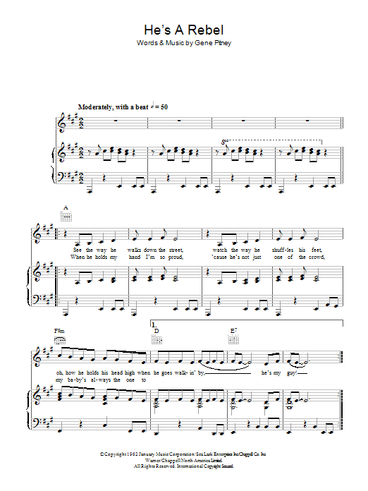 The Crystals He's A Rebel sheet music notes and chords arranged for Lead Sheet / Fake Book
